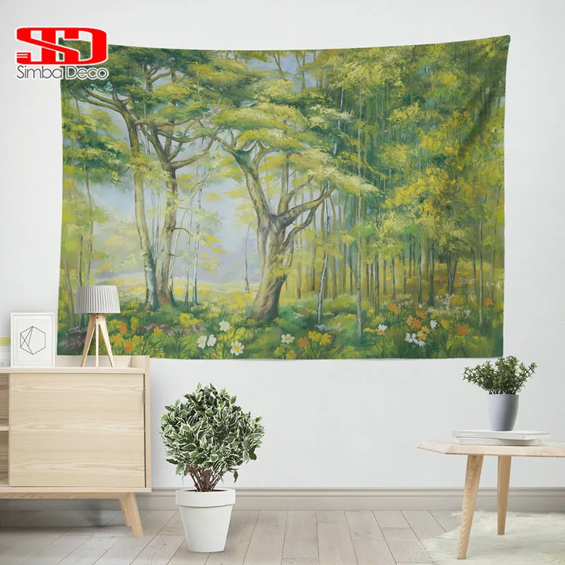 Us 23 0 Aliexpress Green Planting Eye Tapestry Flowers Trees Forest Decoration Living Room Bedroom Hanging Wall Rectangular Fabric