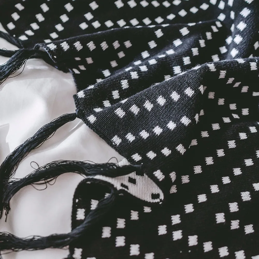Стильный черный, белый цвет узор в горошек хлопка 1 шт. кровать Одеяло флис Одеяло s для кровать бросить Одеяло Ручная стирка дома текстиль