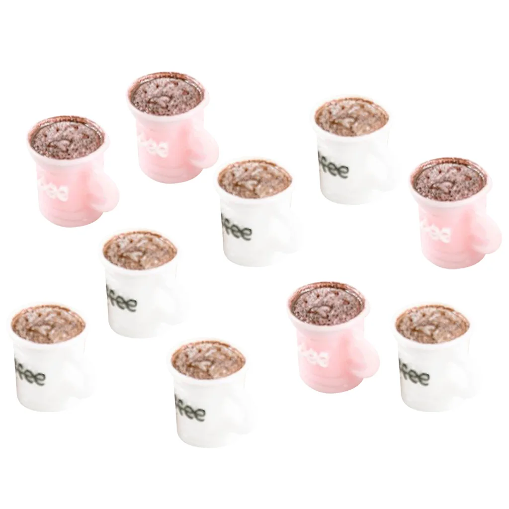 10 Pieces Mini House Resin Coffee Cup Tableware Decoration Dollhouse Miniature Layout Accessories