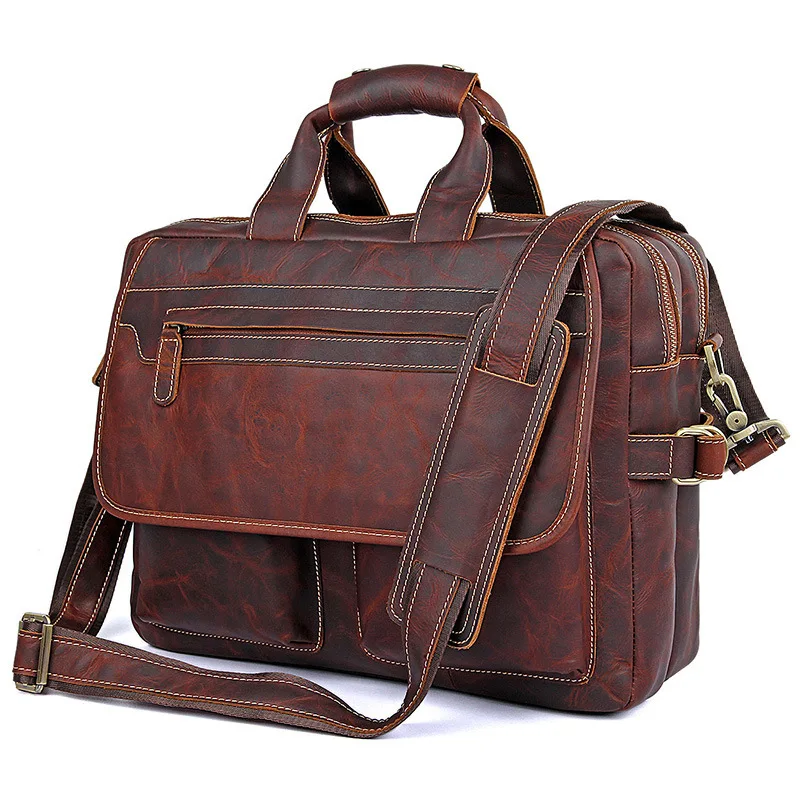 

business men's briefcase crazy horse genuine leather handbag laptop casual large shoulder bag vintage messenger bags bolsas
