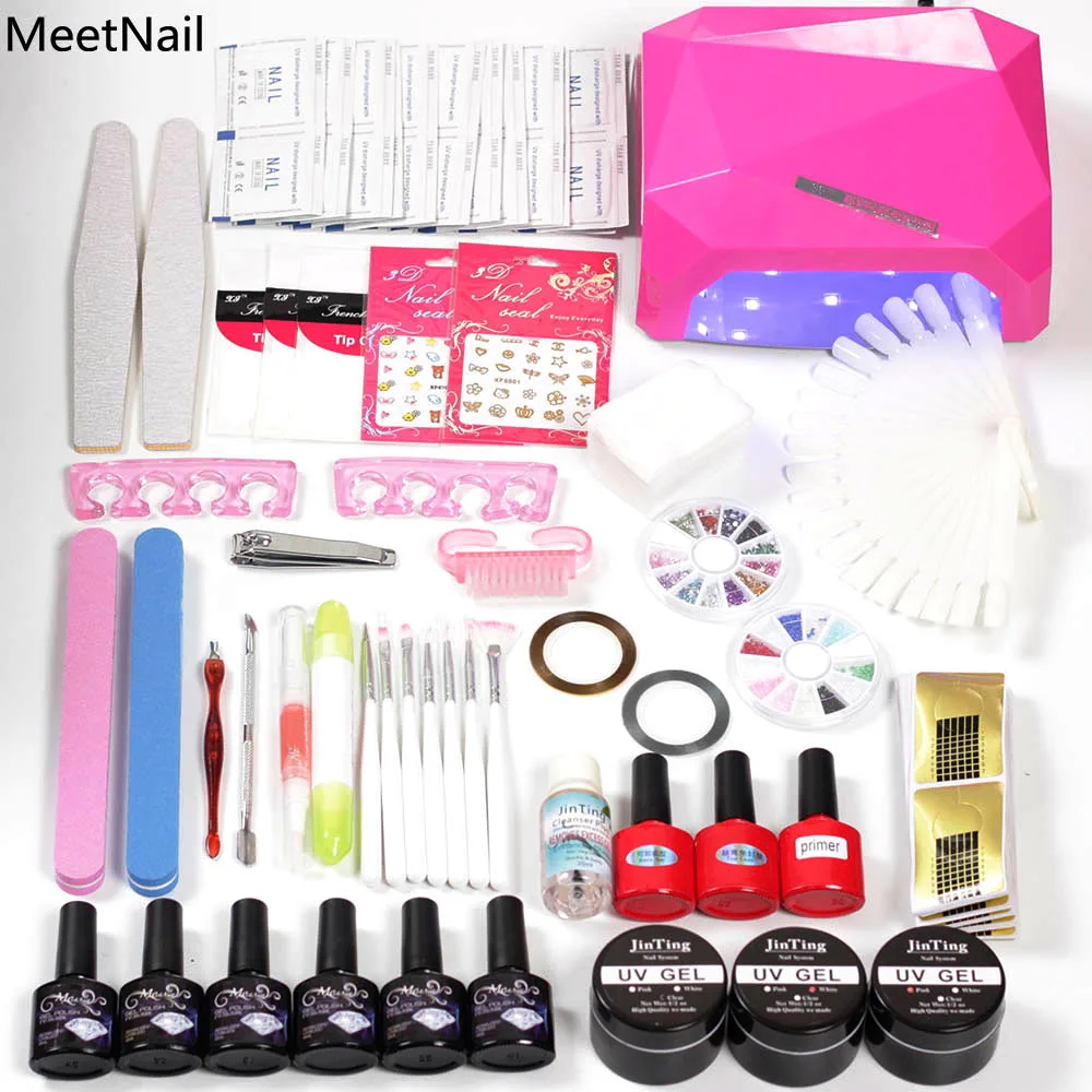 

MeetNail Gel Varnish Nail Dryer 36w Led nail Lamp 6pcs Varnish Gel for Nail Tool Primer Manicure Base and Top set gel paint