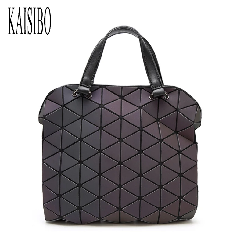

KAISIBO Lady Small Handbag Diamond Lattice Folding Women Shoulder Bag Geometry Laser Luminous Women Tote Hand Bags
