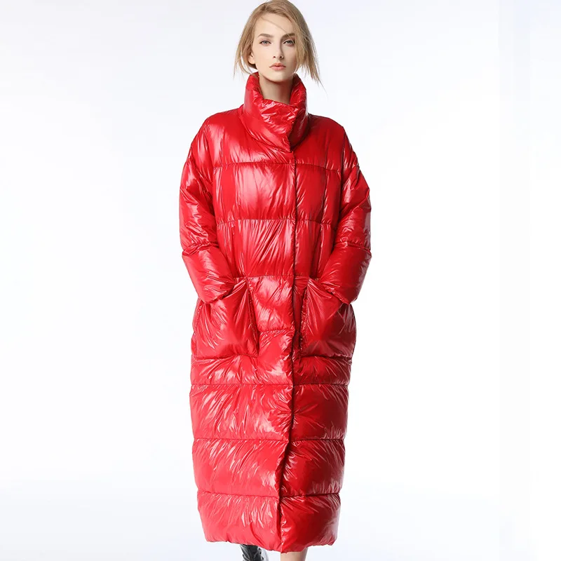 2018 winter new down jacket ladies plus long stand collar thick warm down over knee coat big women's down jacket