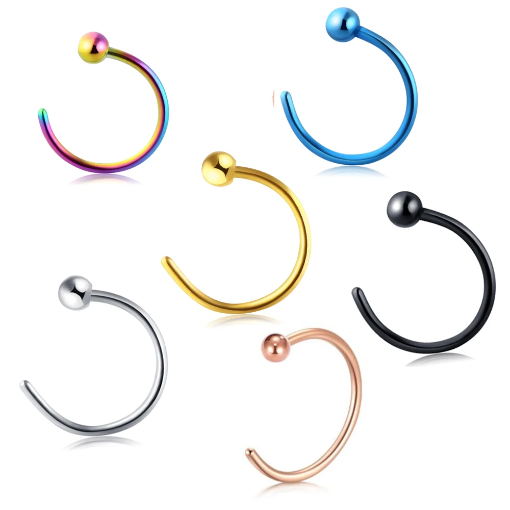

TIANCIFBYJS Stainless Steel Clip On Earrings Nose Hoop Ring Fake Ear Studs Body Jewelry Piercing 20 Gauge 8mm Tragus Earring