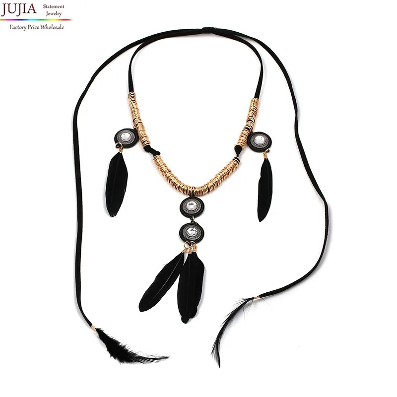 New Arrival feather pendant fashion necklace design statement tassel necklace & pendant choker collar pendantNecklace (red)NHJJ1540