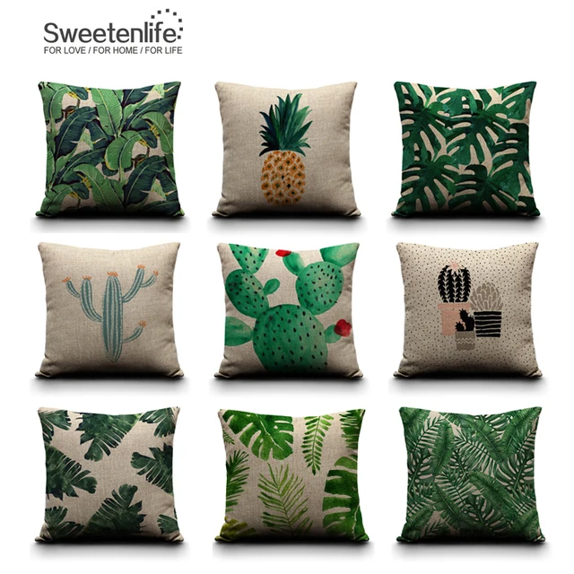 Sweetenlife Cuscino 50*50 Federe Cuscini Decorativi Piante Tropicali Cuscini Ver Sweetenlife Cuscino 50*50 Federe Cuscini Decorativi Piante Tropicali Cuscini Ver