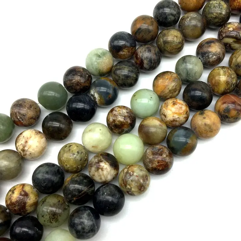 

Natural Multi Colorful Jades Beads Green Wooden Tree Fossils Round Loose Smooth Stone 6 mm 8 mm 10 mm 12 mm DIY Jewelry Beads