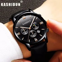 KASHIDUN. Relojes de Primeras Marcas de Lujo de los hombres Militares Ocasionales Luminosos Reloj Cronógrafo De Pulsera de Cuero Reloj de Cuarzo relogio masculino