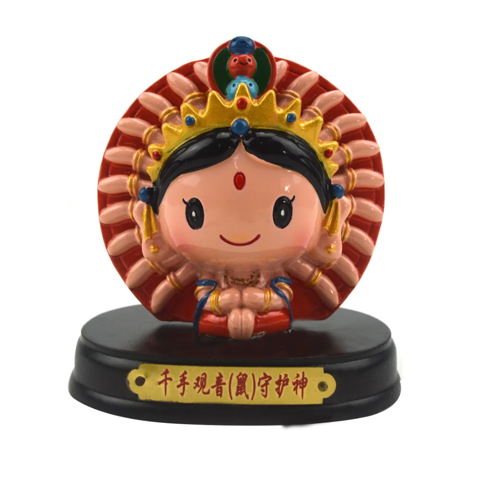 

Feng Shui Cartoon Buddha Ornament Chinese Zodiac with Wood Base Rat G1912-2