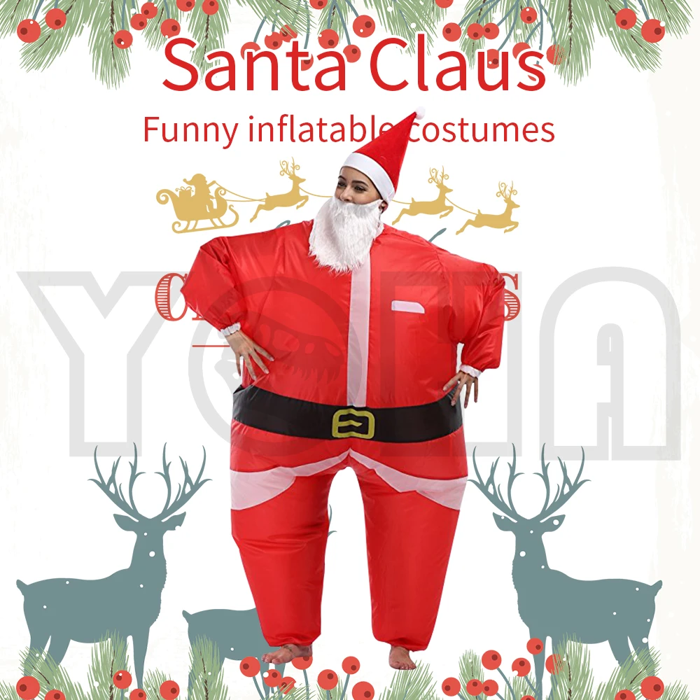 

Adult Inflatable Halloween Christmas Costume Santa Claus Costume Blowup Cosplay Party Costume