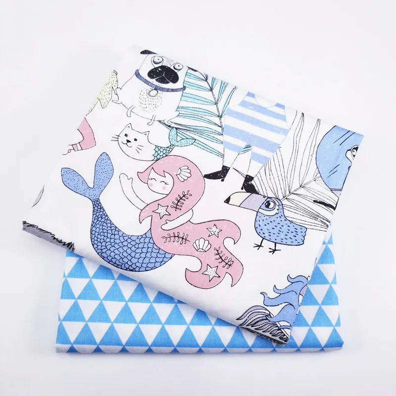 

2pcs 40x50cm Blue Cotton Fabric Meters For Patchwork Quilting Cushions Patchwork Telas Sewing Tissue DIY Crafts Tilda Cloth