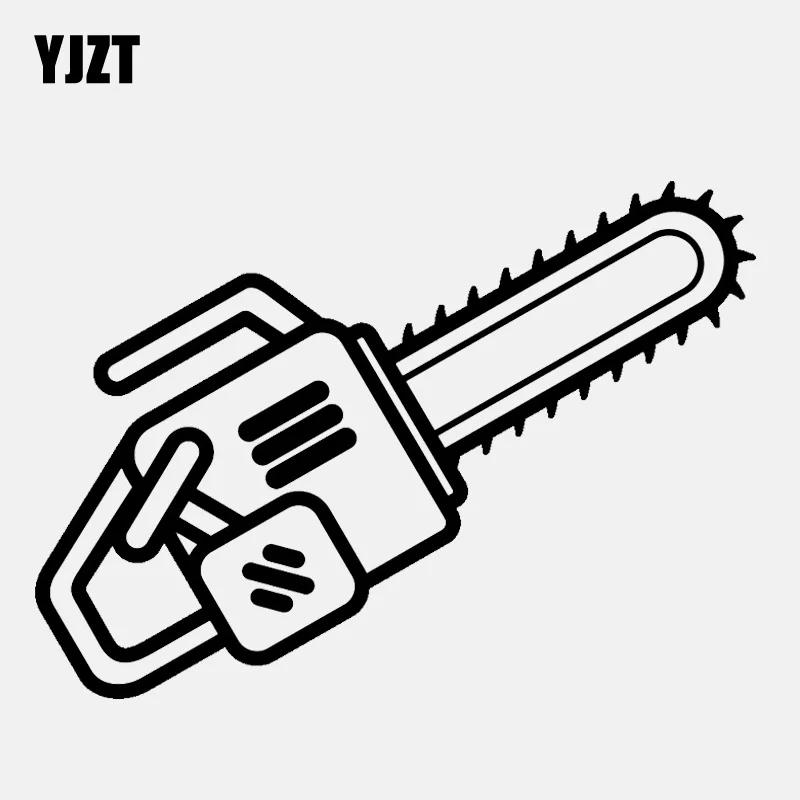 

YJZT 14.8CM*10.7CM Cartoon Hardware Chainsaw Flat Vinly Black/Silver Car Sticker C22-0435