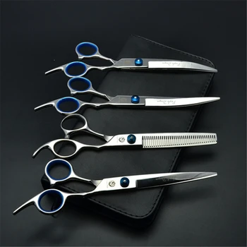 

Suit 6.0" 17.5cm Purple Dragon Blue Screw Hairdresser For Dogs Cutting Shears Thinning Scissors Pets Hair Clippers Add Bag Z3001