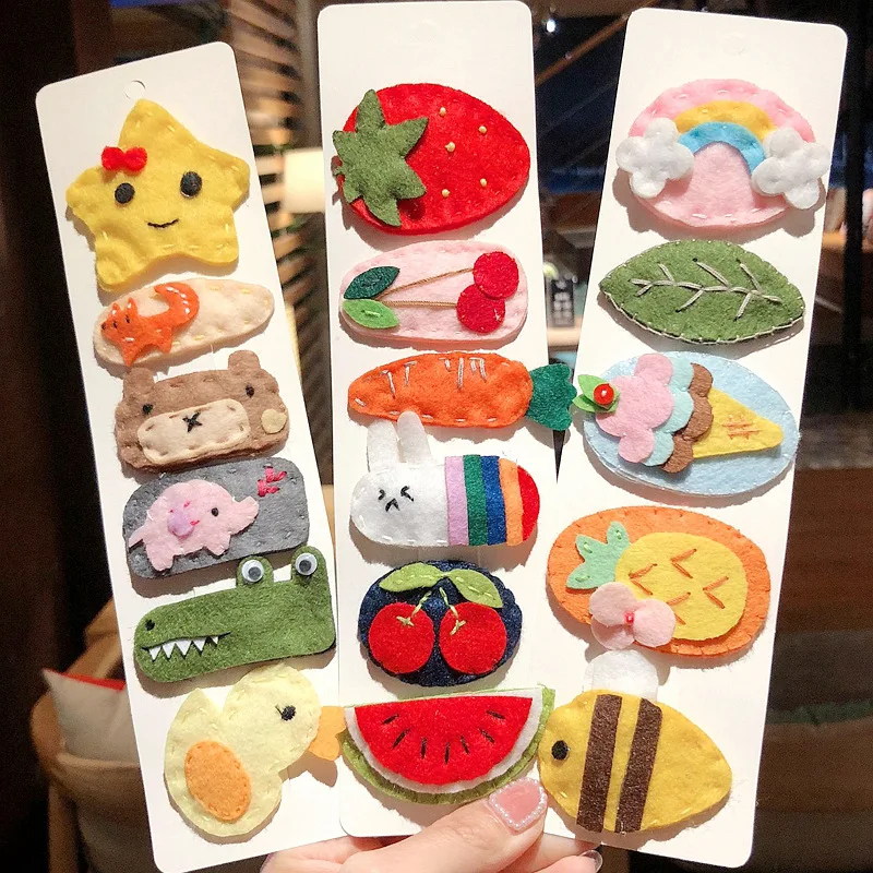

Korean Children's Cute Cartoon Handmade Small Animal Hair Clips for Girls Springboard Clip Card Hair Accessories for Women 2019