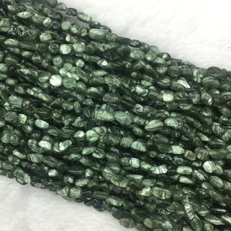 

Natural Genuine Green Seraphinite Nugget Free Form Fillet Irregular Pebble Beads Fit Jewelry 15" 05477