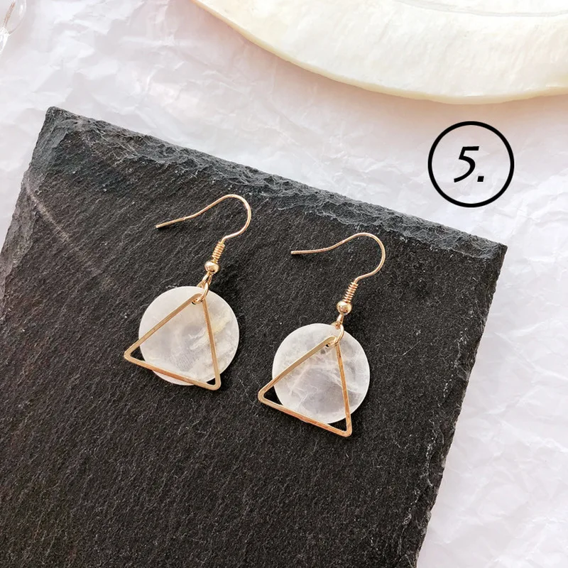 2018 Simple New Fashion Women Accessories Bohemia Mori Girl Shell Lace Geometric Drop Earrings for Girl Student Part Jewelry