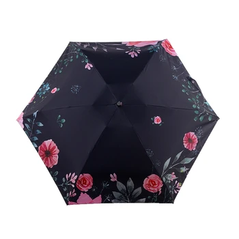 

Women Floral Umbrella Folding Waterproof UV Sun Umbrella Art Drawing Flower Umbrella Mini Sunny Parasol Lady Travel Umbrellas