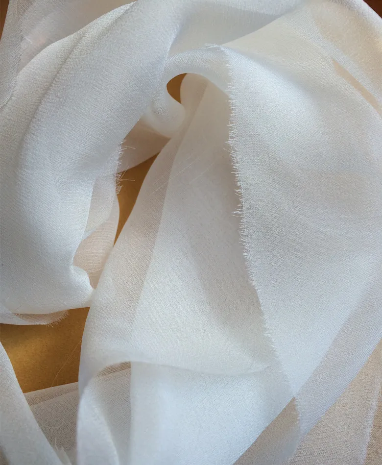 Silk Tulle Thin Silk Gauze Fabric 100 mulberry silk White color 3.5 mm