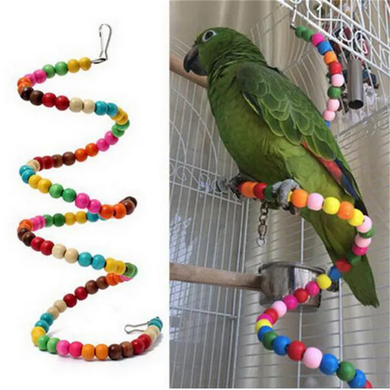 100cm Parrot Pet Bird Wood Ladder Climb Cableway Hamster Toys Rope Pet Bites Harness Cage Parakeet Hang Toys