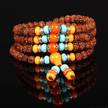 

Handmade Tibetan ancient diamond seed 108 old old beeswax hand string beads a retro Vajra Bodhi Bracelet