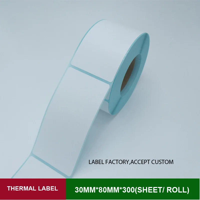 30mm*80mm 300pcs thermal barcode labels waterproof blank sticker label