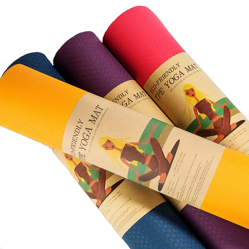 183  61cm 6mm thick two-color non-slip TPE yoga mat quality exercise mat fitness gym home tasteless yoga mat yoga bag-66
