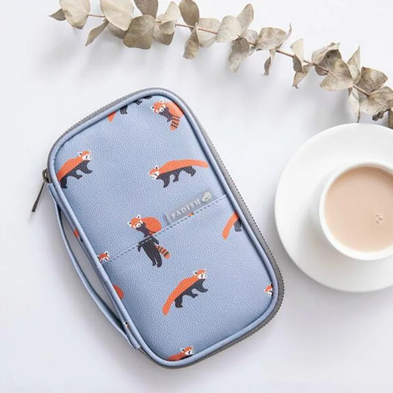 

Travel Document Passport Airline Ticket Storage Folder PU Waterproof Multi-function Travel Zipper Personality Card Package