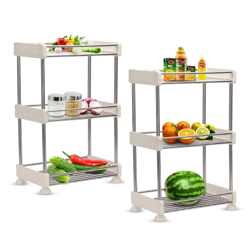 

Removable Storage Rack Storage Shelf Bathroom Kitchen Refrigerator Side Storage Rack Multi-layer Stainless Steel Home Organizer