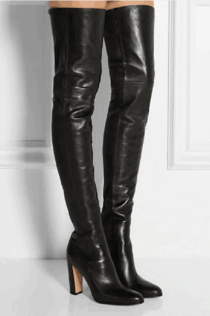 Muslo pink Alta Feminino Botas Black Invierno La Chunky 2018 Suede black Leather Talones Sapato Rodilla Zapatos Calidad Suede Sobre Zipper Otoño Mujer zzUqOZ
