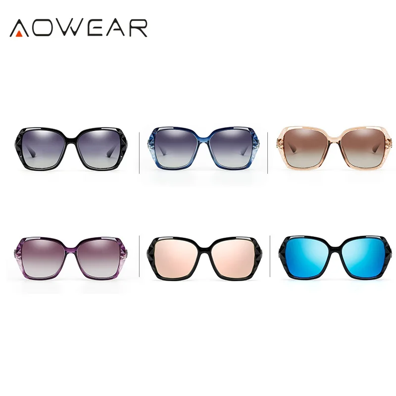 AOWEAR Oversized Sunglasses Women Polarized Square Sun Glasses for driver Black Diamond Women's Sunglass gafas de sol mujer best sunglasses for women