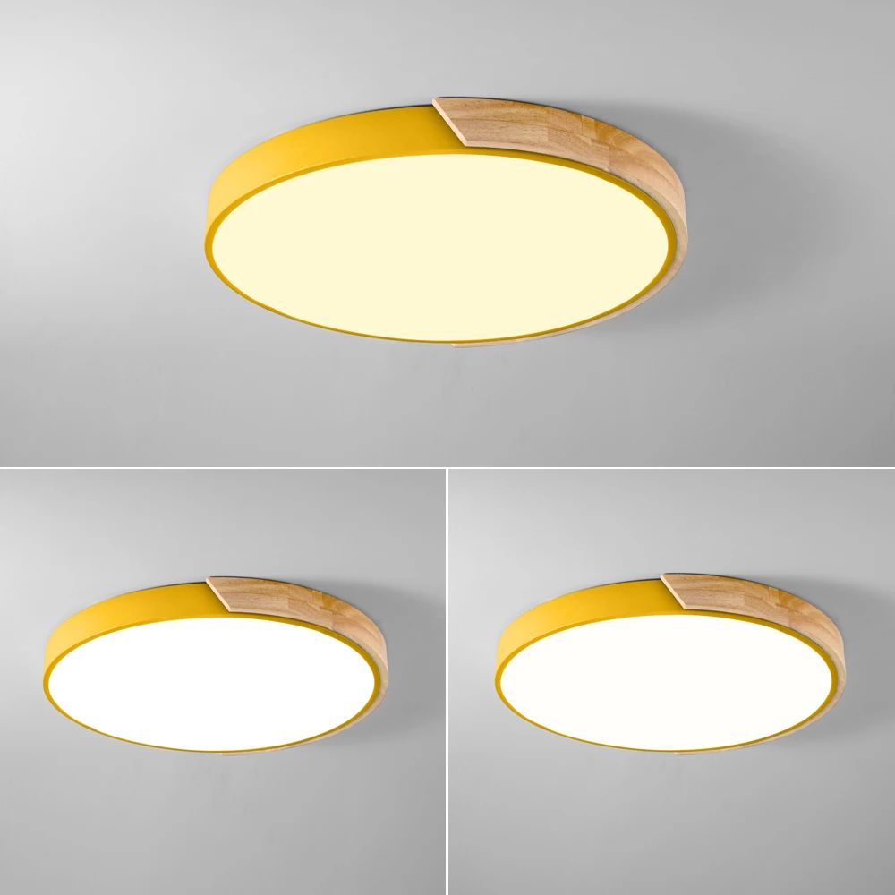  Nordic Wood led Ceiling Lights Modern Colorful Bedroom Ceiling Lamps Round thin plafondlamp Lightin - 32955914607