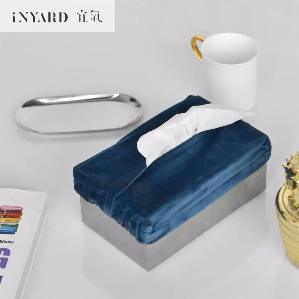 Luxury stainless steel and top velvet tissue box napkin paper toilet