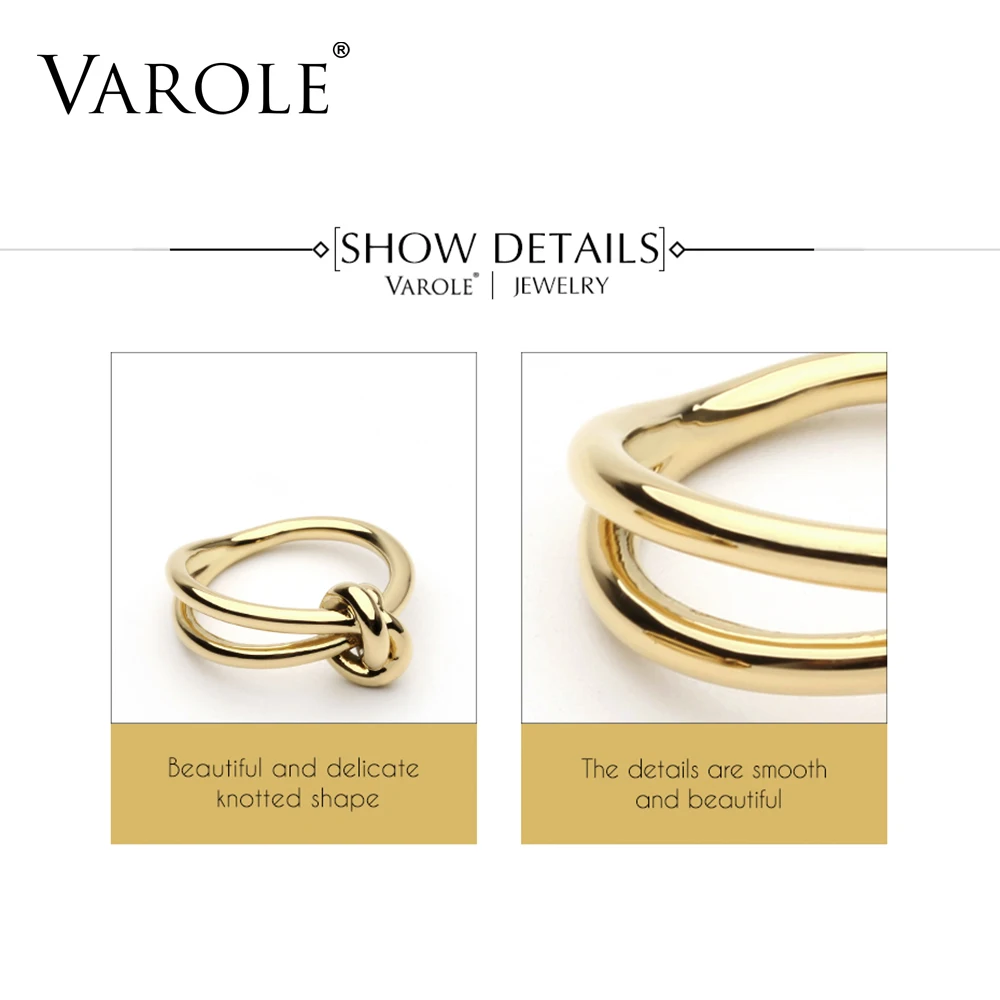 VAROLE высокое качество узловатые кольца золотого цвета свадебные кольца для женщин Медь Серебро Anillos Mujer Anel Рождественский подарок