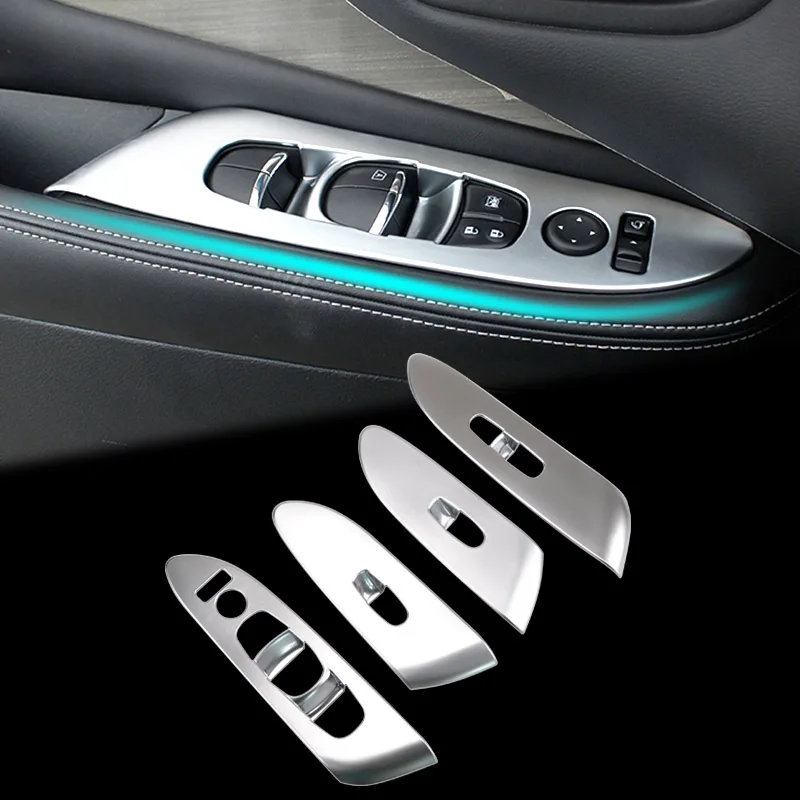 

For Nissan Murano 2015 2016 2017 2018 Chrome Interior Door Window Lift Switch Button Panel Cover Trim Frame Molding Car Styling
