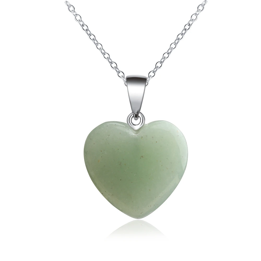 

1PC Natural Stone Heart Drop Pendant Necklaces Quartz Rock Crystal Healing Chakra Stone Necklace Chokers Healing Reiki Jewellery
