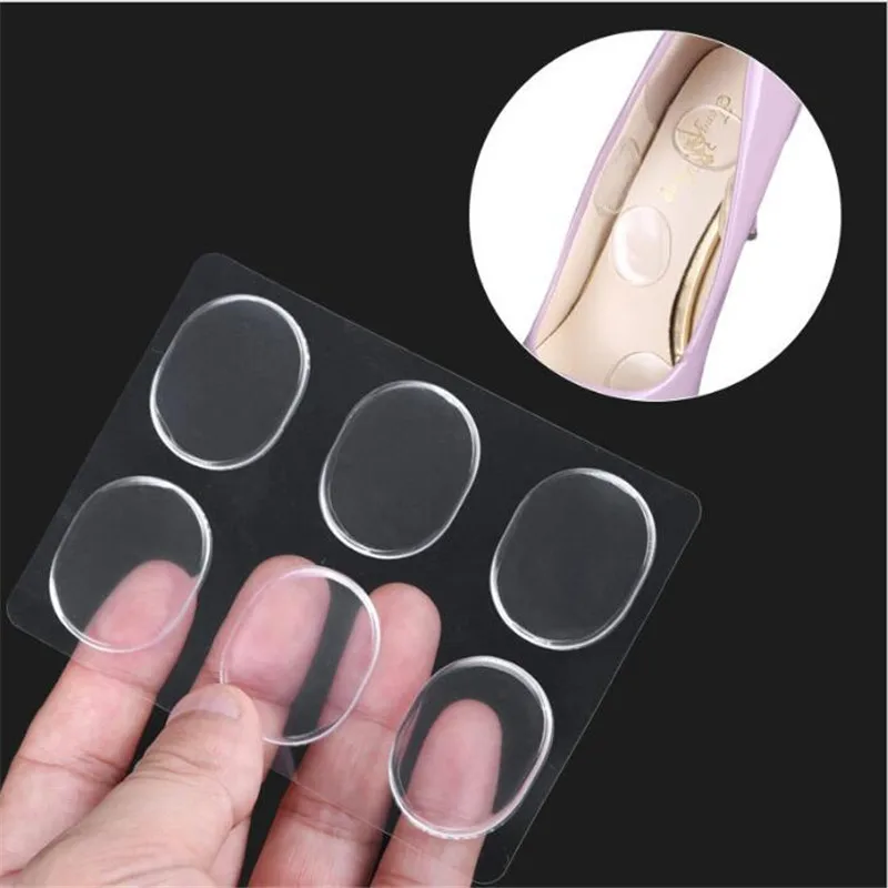 

High quality Silicone Gel Soft Adhesive Antiskid Shoe Insole Insert Pad Cushion Foot Care Heel Grips Liner 6PCS