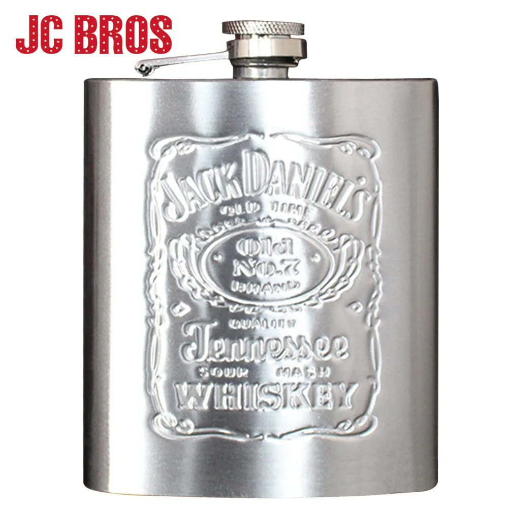 7oz Stainless Steel Printing Hip Flask Portable Travel Alcohol Whisky
