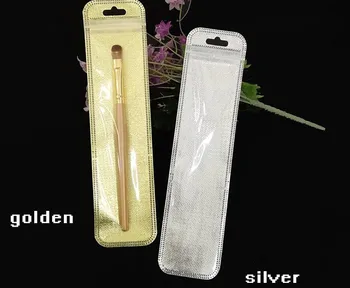 

long silver/gold plastic zipper bag ziplock bag for watch belt packaging plastic cosmetic packing bag Size:5.5*22cm 100pcs/lot