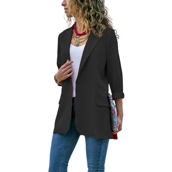 

Women Spring Fall Blazer Jacket None Button Work Office Lady Suit Casual Slim Business Female Blazer Coat Blazer