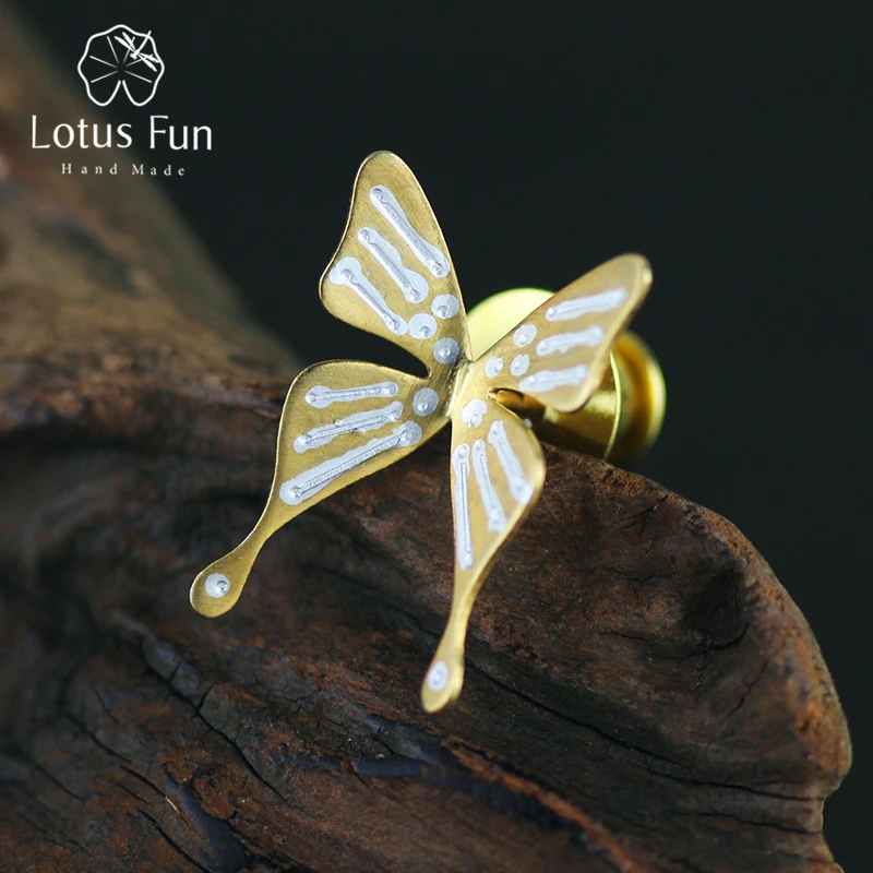

Lotus Fun Genuine 925 Sterling Silver Designer Handmade Fine Jewelry Fashion Fly Butterfly Women Brooches Broche Pin Badge
