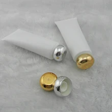 100 мл 50 шт. белый трубки/золотой серебряный колпачок/трубки лосьон крем бутылки/PE пластиковой косметической упаковки пустых бутылок