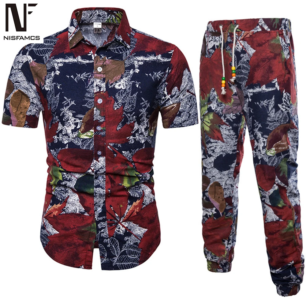 

Elegant Hip Hop Set Men Summer Beach Streetwear Fitness Vintage African Style Tracksuits Suit Plus Size Vacation Swimsuit 2019