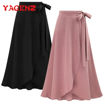 

YAGENZ Spring And Summer Skirts Womens Clothes Fashion Harajuku Skirt Plus size Casual Long Skirt Lace-Up Korean Style Women 291