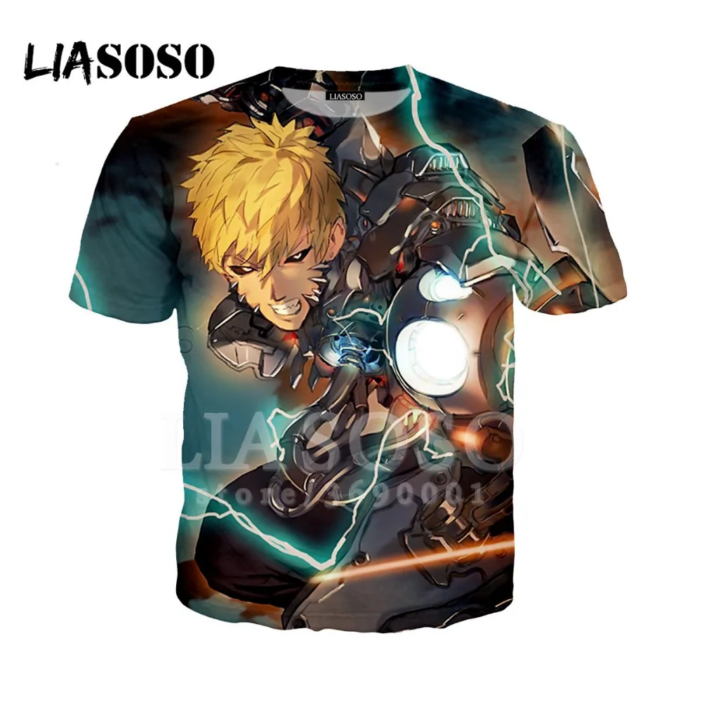 LIASOSO 3D принт для женщин и мужчин Аниме One Punch-man Super Punch Man Genos футболка Летняя хип-хоп