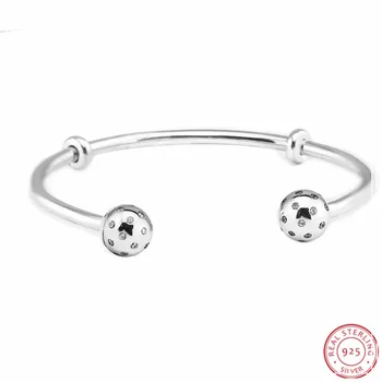 

Hand-finished Moments Silver 925 Open Bangles for Women Fine Jewelry with Two Stoppers & Cool Metallic LOGO End CAPS FLB047