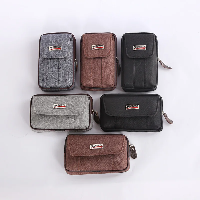

Men Waist Packs Canvas Multi-function Credit Card Phone Coin Travel Wallet Belt Pocket Small B