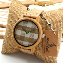 Bobobird A28 New arrival Vintage Round Ladies’ Bamboo Wood Quartz Watches With Fabric Dial Women Watches Top Brand Luxury Watch