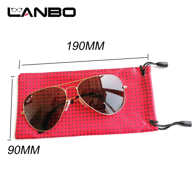 LANBO 100 шт./лот Сумка футляр для очков мягкий Водонепроницаемый ткань в клеточку солнцезащитные очки оптом футляр для очков сумка красного цвета S27