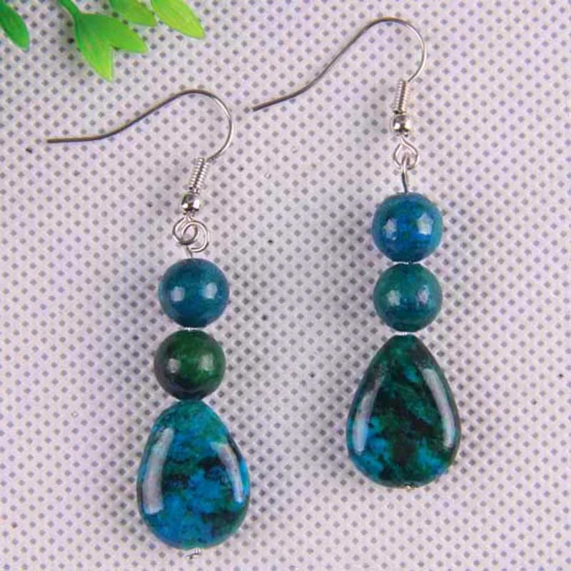 

Blue Azurite Beads Dangle GEM Earrings Jewelry T041