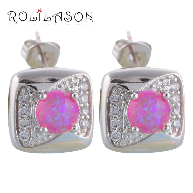 

ROLILASON accessories Appealing Earrings Purple Fire Opal 925 Silver filled Health Nickel & Lead free Stud Earrings OE455